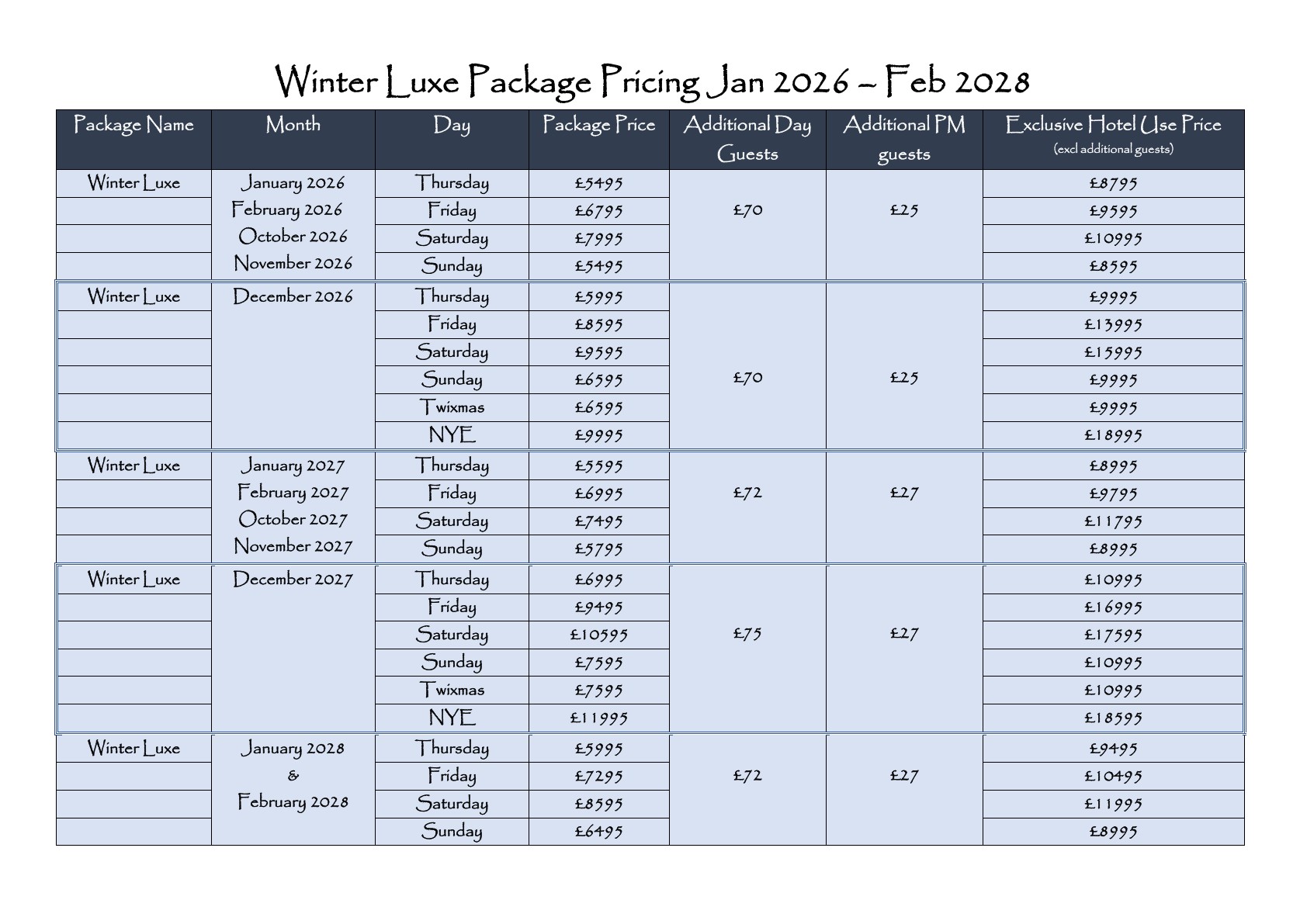2026 Luxe Package Pricing pdf_1 - Hadley Park House